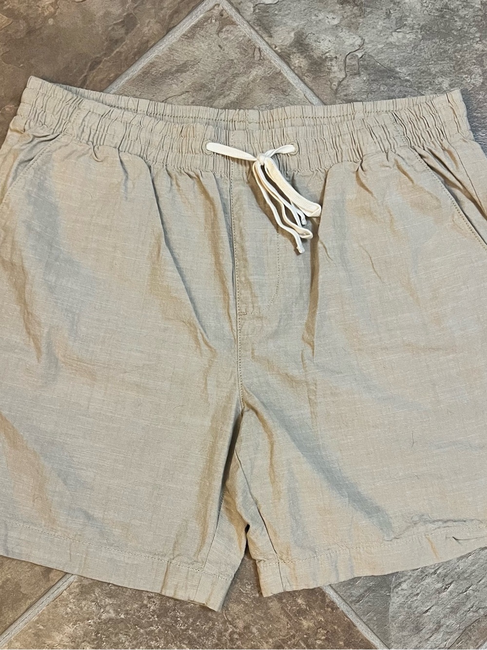 Nautica Classic Fit Linen Blend drawstring shorts khaki beige